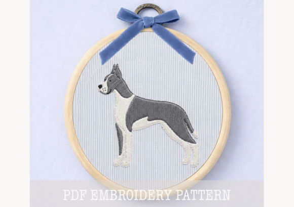 Great Dane Portrait Embroidery Pattern