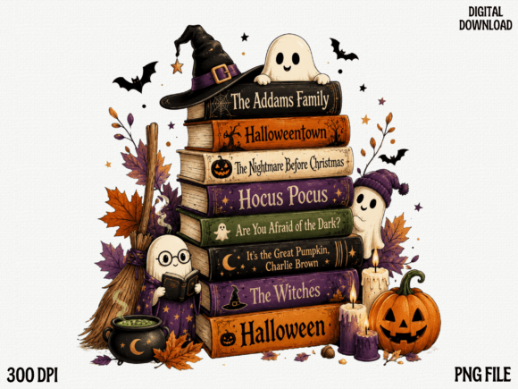 Halloween Books Stack PNG, Witchy Readin