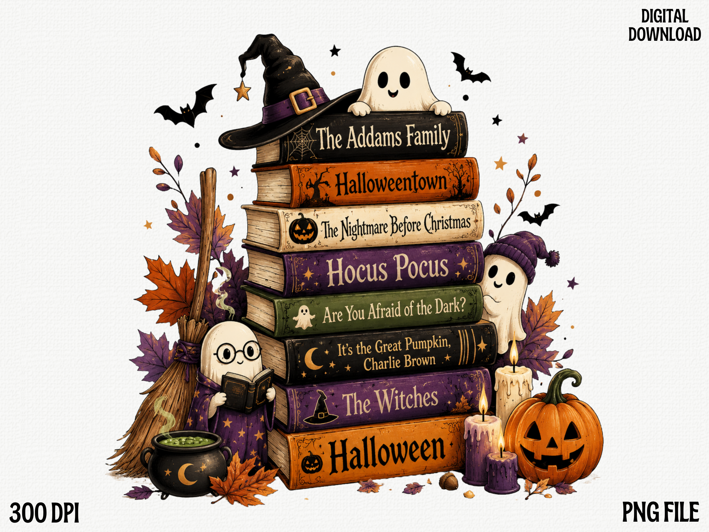 Halloween Books Stack PNG, Witchy Readin