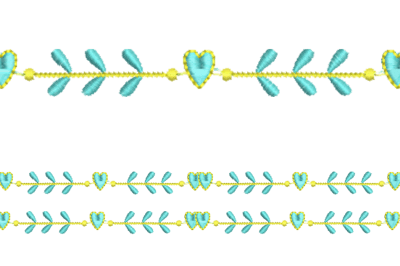 Heart and Leaf Border Embroidery Design