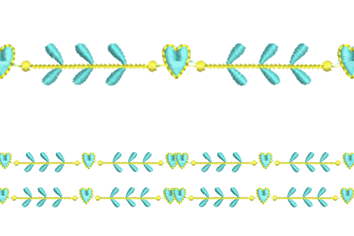 Heart and Leaf Border Embroidery Design