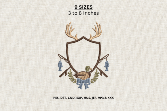 Hunting Fishing Monogram Embroidery DST