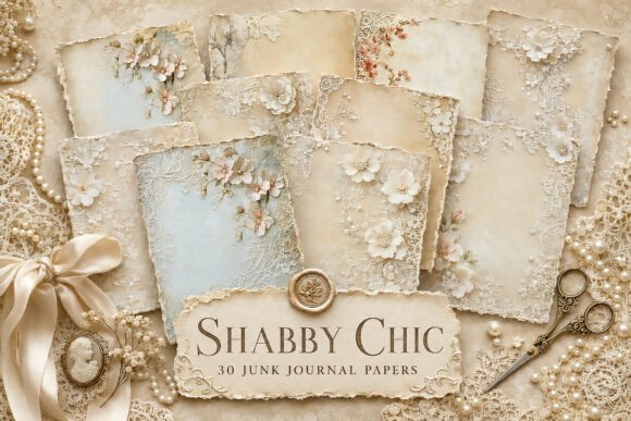 Ivory Lace Floral Journal Papers