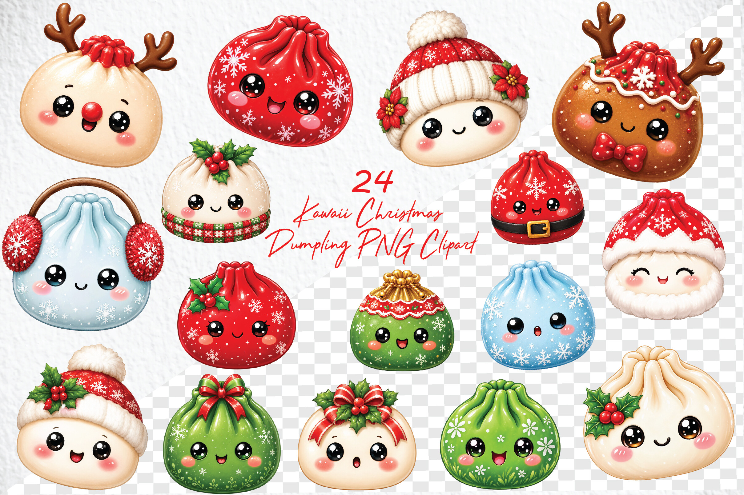 Kawaii Christmas Dumpling PNG Clipart