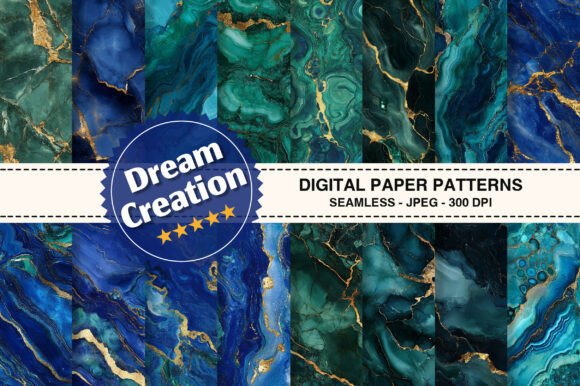 Lapis & Malachite Gold Marble Slabs