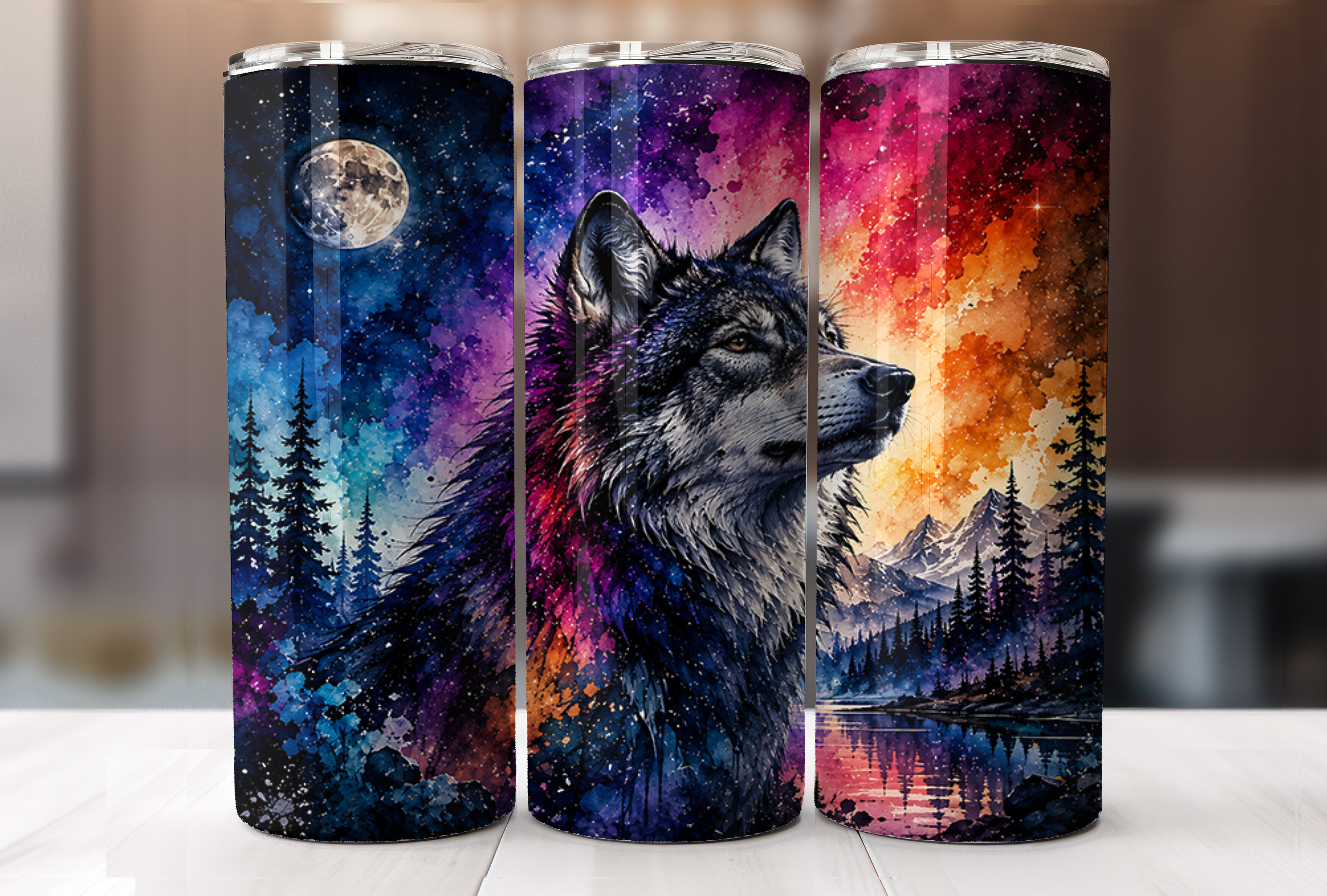 Lunar Wolf Mountain 20oz Tumbler Wrap