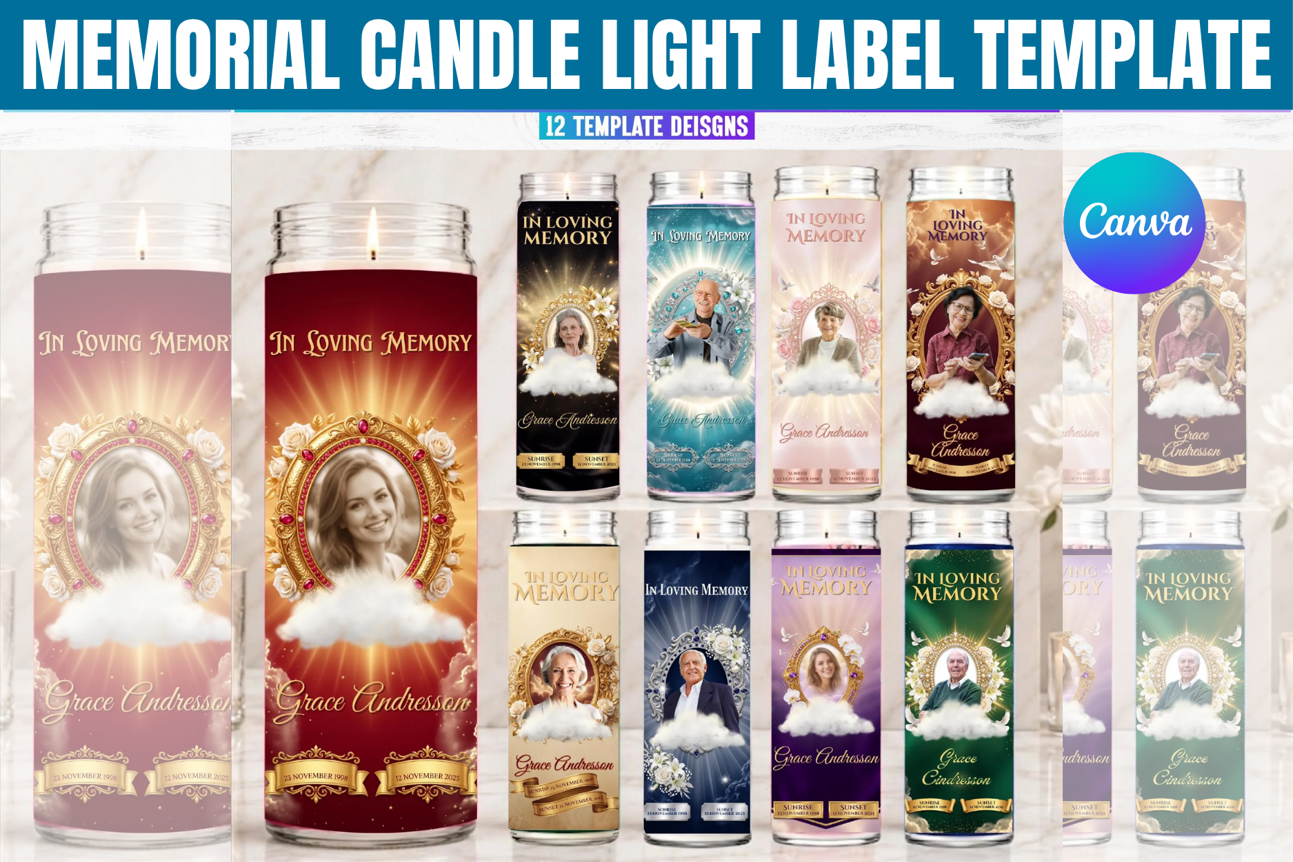 Memorial Candle Light Label Canva