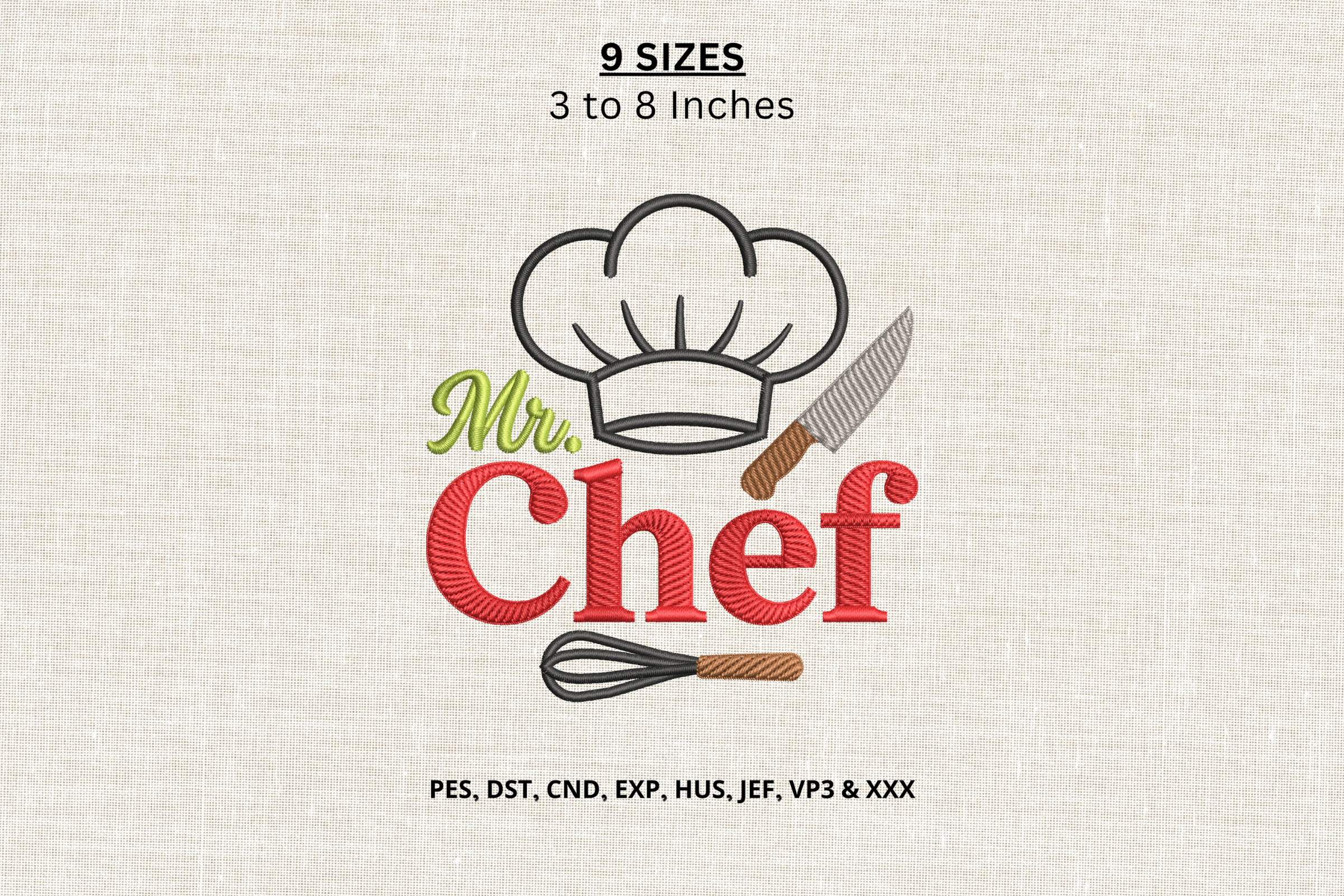 Mr Chef Machine Embroidery Design DST