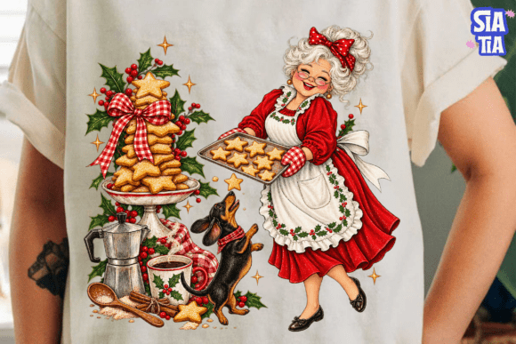 Mrs Claus Baking Christmas PNG Shirt