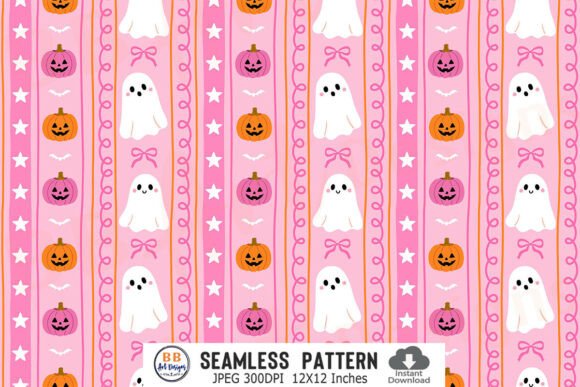 Pink Halloween Pattern Cute Ghost Paper