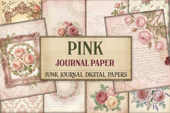 Pink Spring Flower Junk Journal Paper