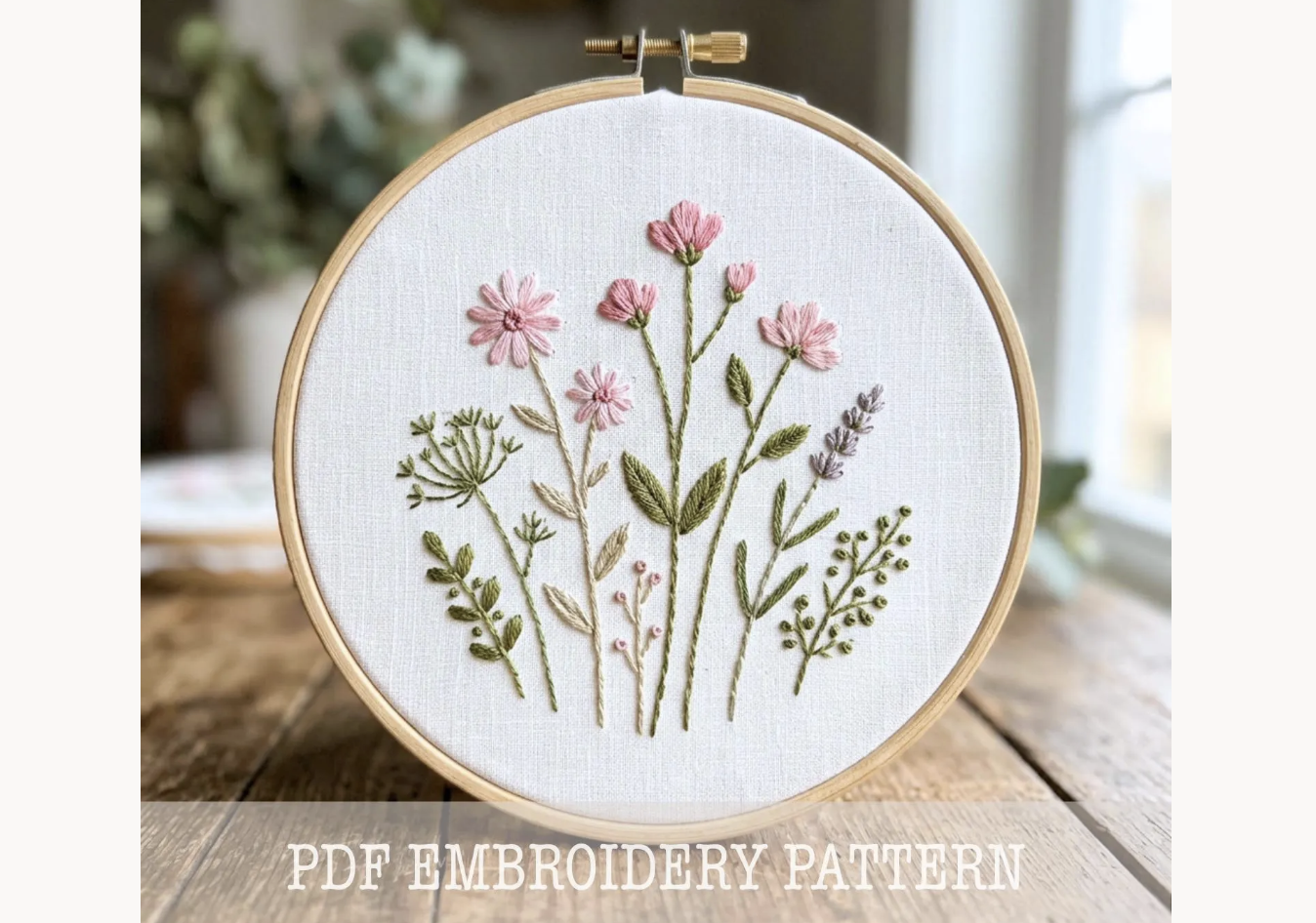 Pink Wildflowers Embroidery Pattern