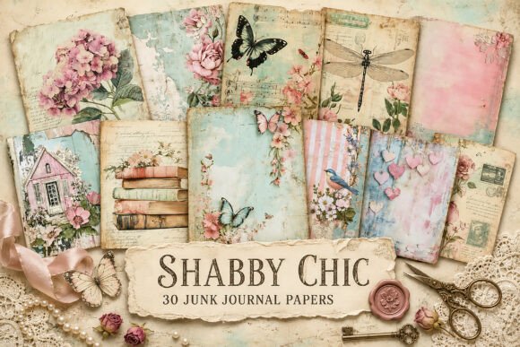 Pink and Aqua Cottagecore Junk Journal