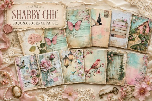 Pink and Aqua Shabby Chic Junk Journal