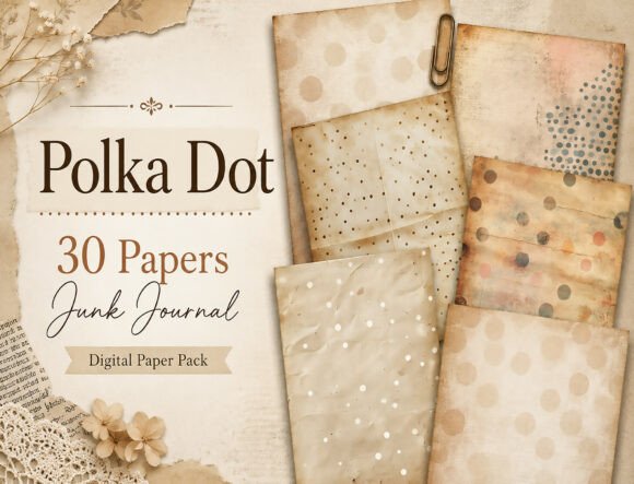 Polka Dot Junk Journal Papers