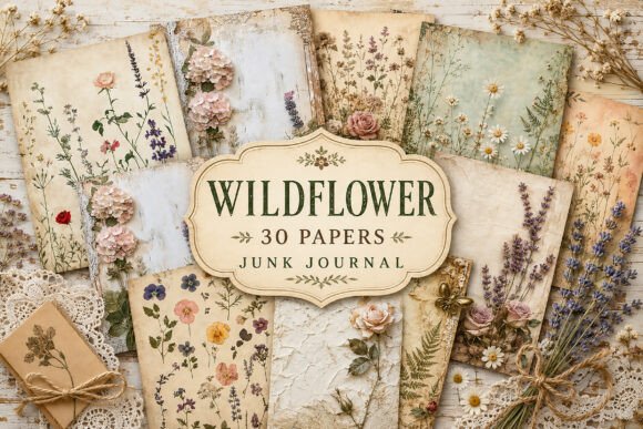 Pressed Flower Herbarium Digital Papers