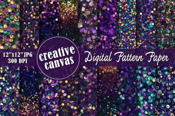 Purple Teal Gold Glitter Seamles