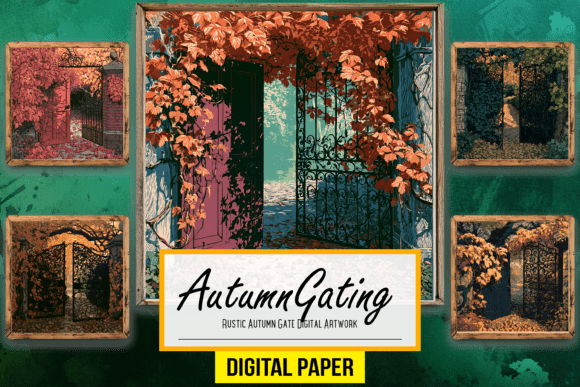 Rustic Autumn Gate Digital Art Designs