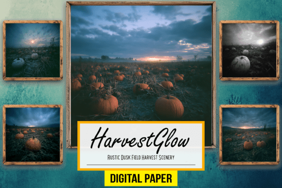 Rustic Dusk Field Harvest Scenery Arts