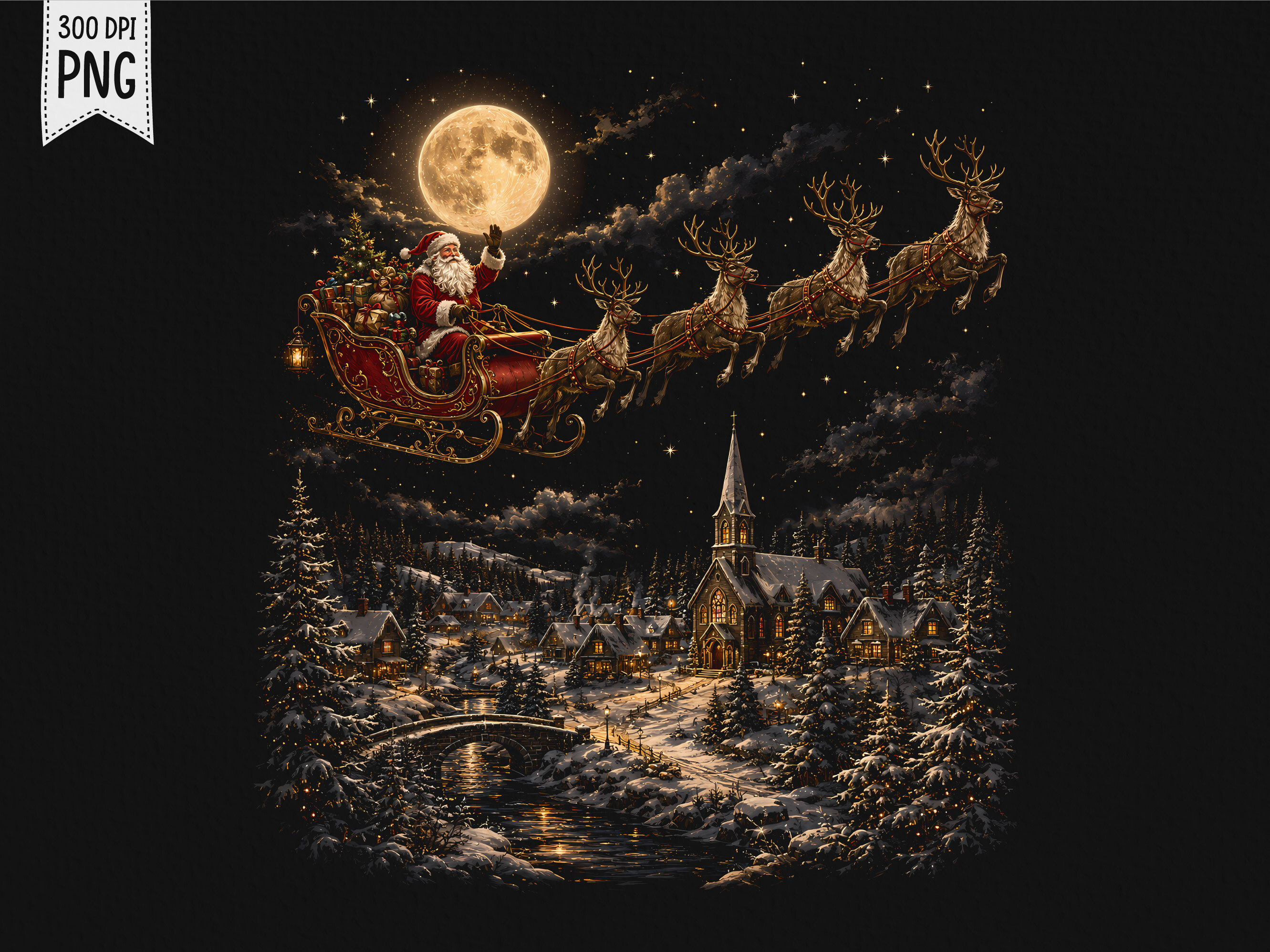 Santa Sleigh Christmas PNG