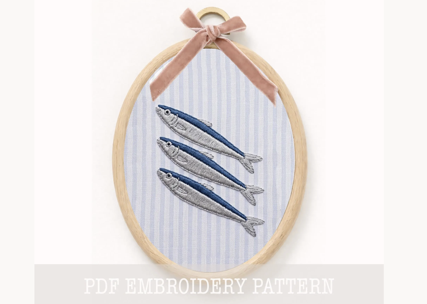 Sardine Fish Trio Embroidery Pattern