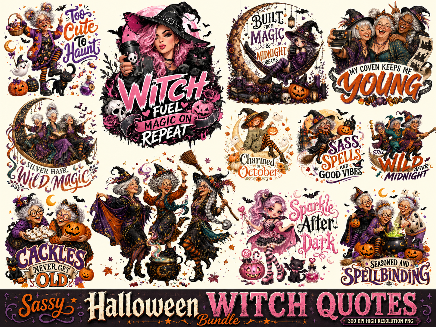 Sassy Halloween Witch Quotes Bundle
