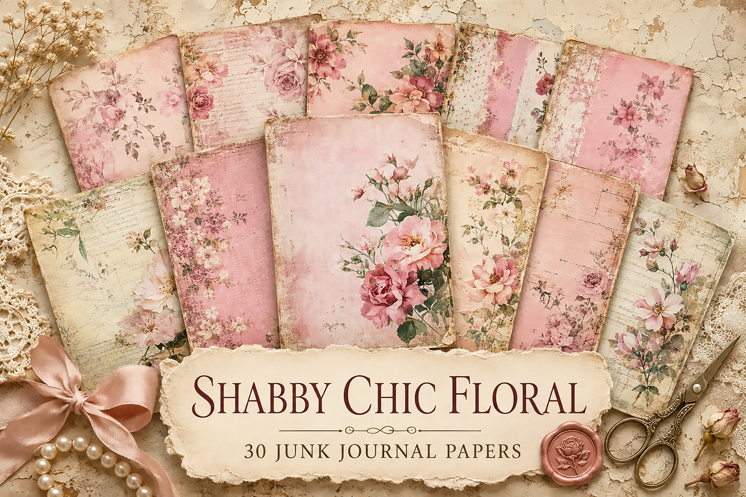 Shabby Chic Pink Floral Junk Journal