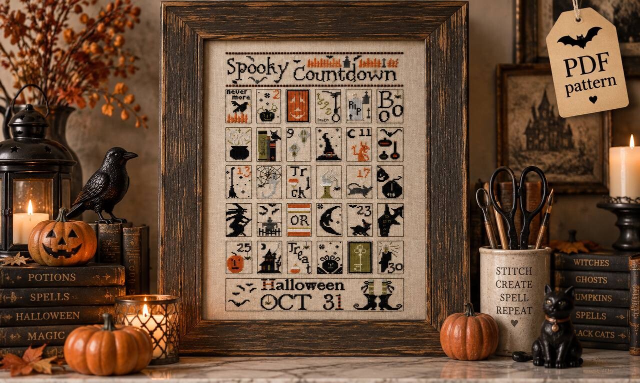 Spook Halloween Cross Stitch PDF Pattern