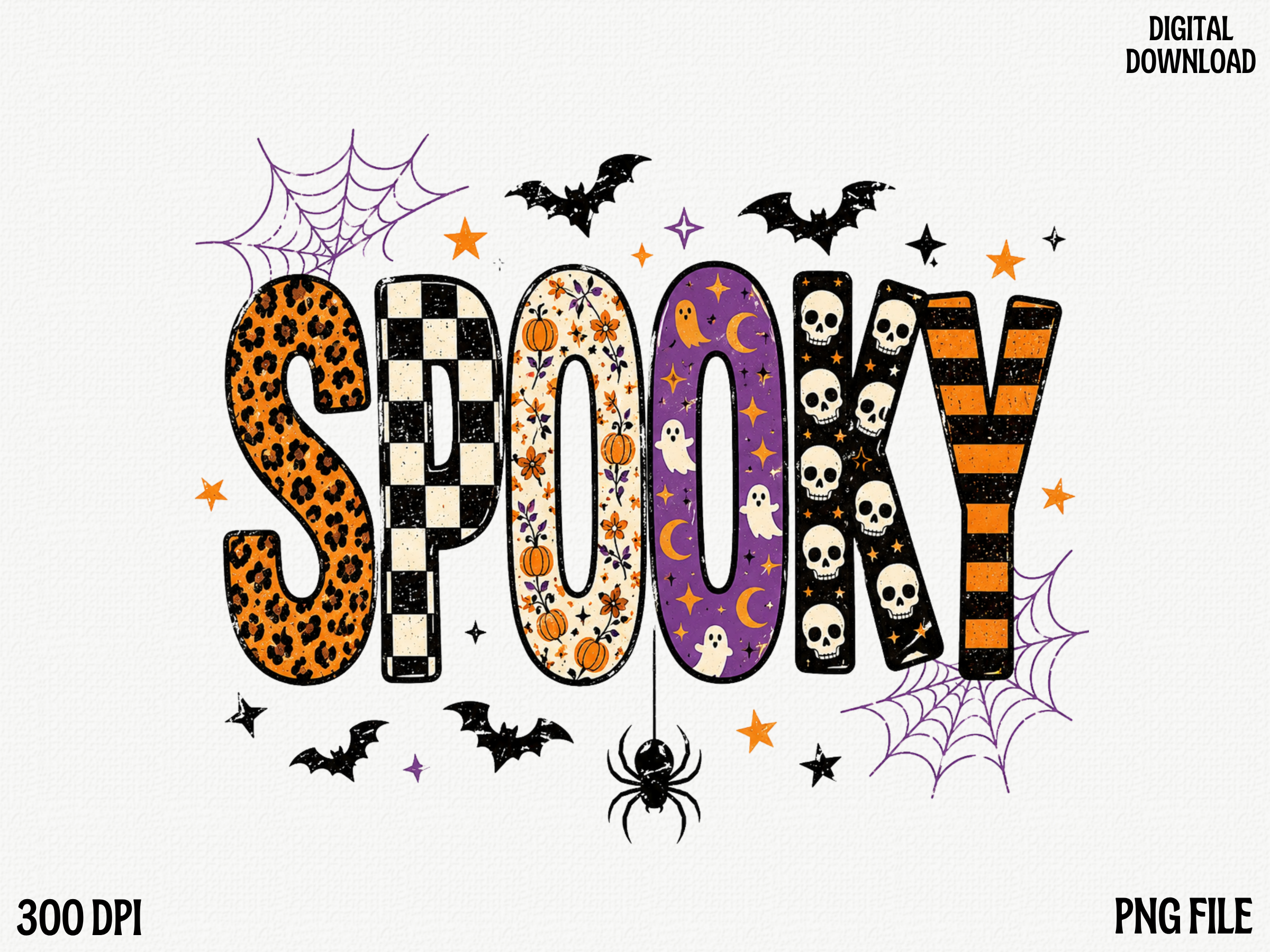 Spooky Halloween Alphabet PNG, Cute Hall