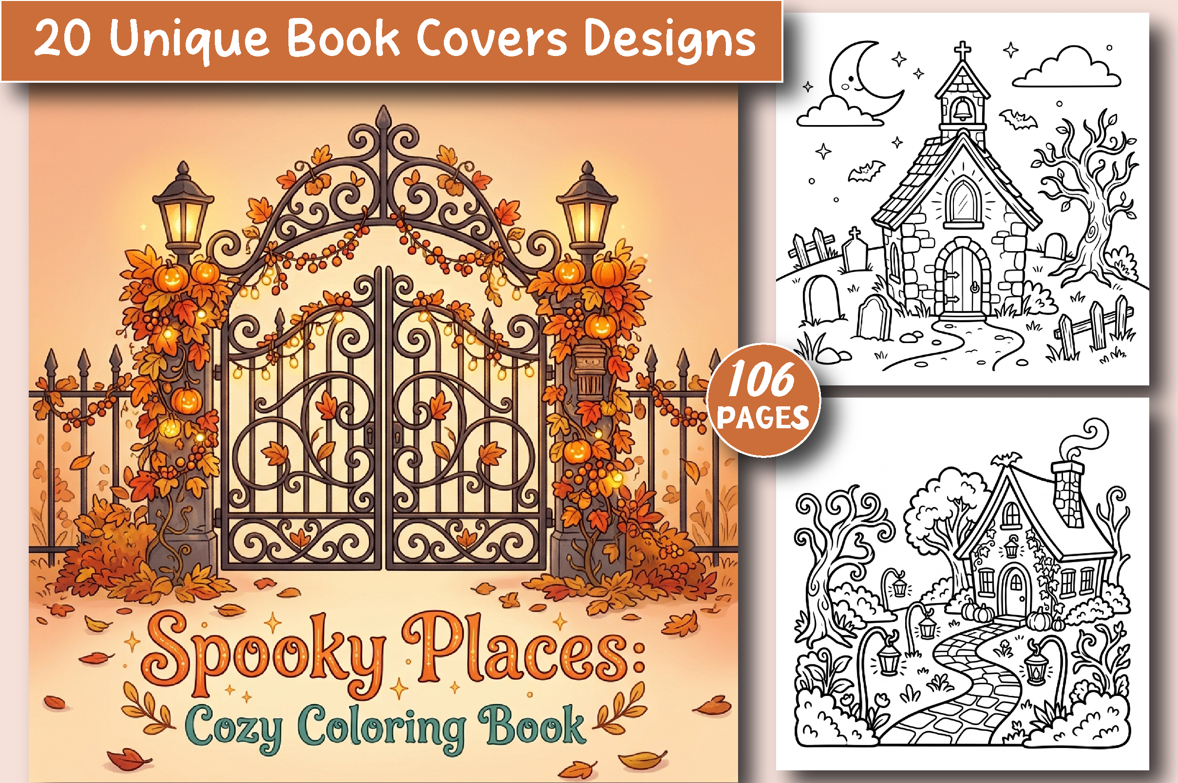 Spooky Places: Cozy Coloring Book
