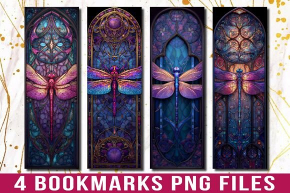 Stained Glass Purple Dragonfly Bookmark