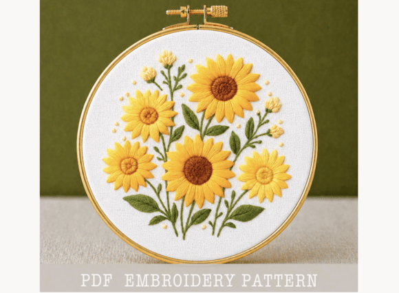 Sunflower Bouquet Embroidery Pattern