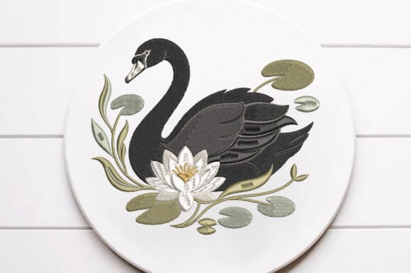 Swan Lotus Machine Embroidery