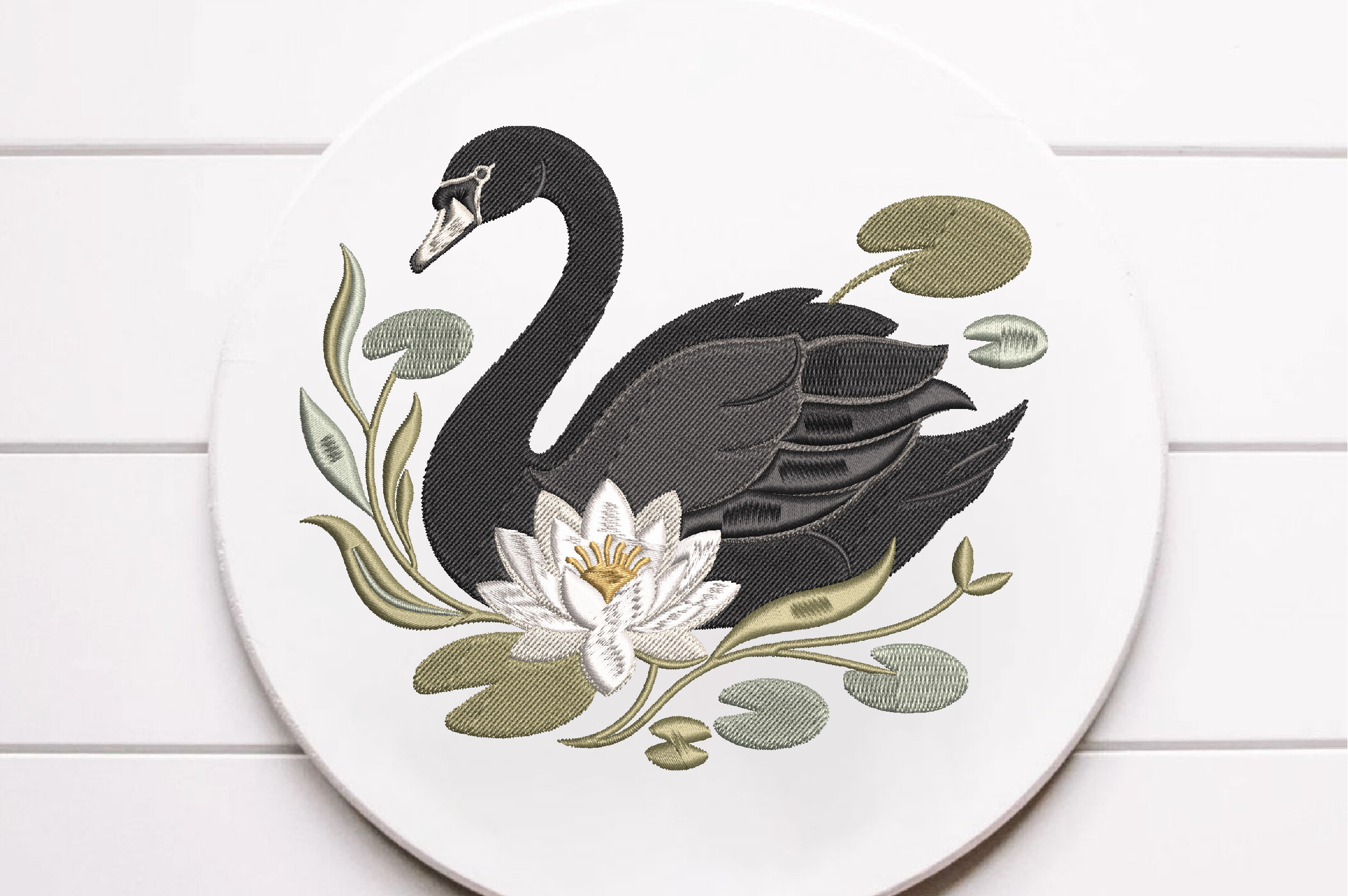 Swan Lotus Machine Embroidery