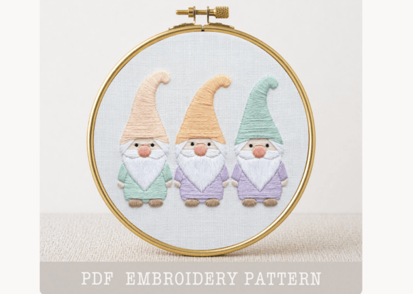 Three Little Gnomes Embroidery Pattern