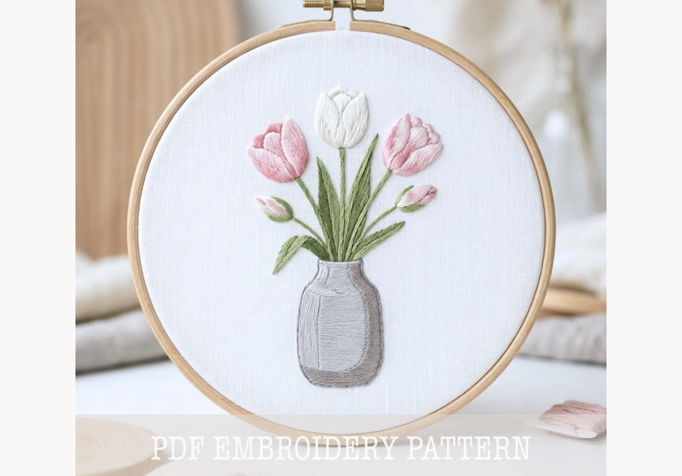 Tulips in Vase Embroidery Pattern