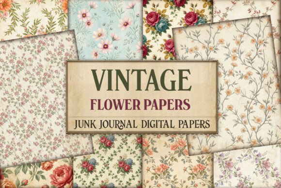 Vintage Flower Papers Junk Journal Paper