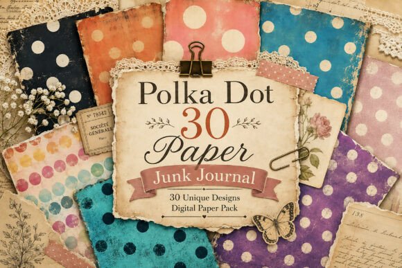 Vintage Grunge Polka Dot Digital Papers
