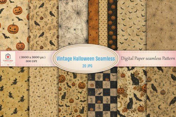 Vintage Halloween Seamless Digital Paper
