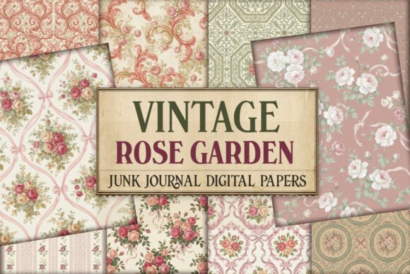 Vintage Rose Garden Junk Journal Paper