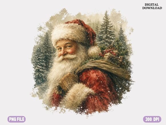 Vintage Santa PNG, Realistic Santa Claus