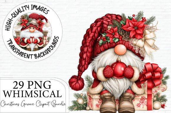 Whimsical Christmas Gnome Clipart Graphic Illustrations By Artoya