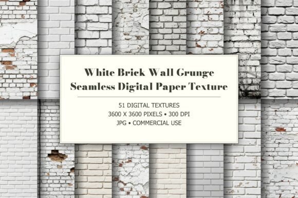 White Brick Wall Grunge Seamless Texture