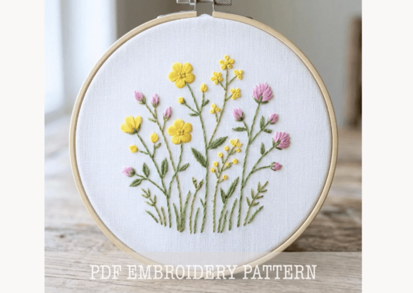 Wildflower Bouquet Embroidery Pattern