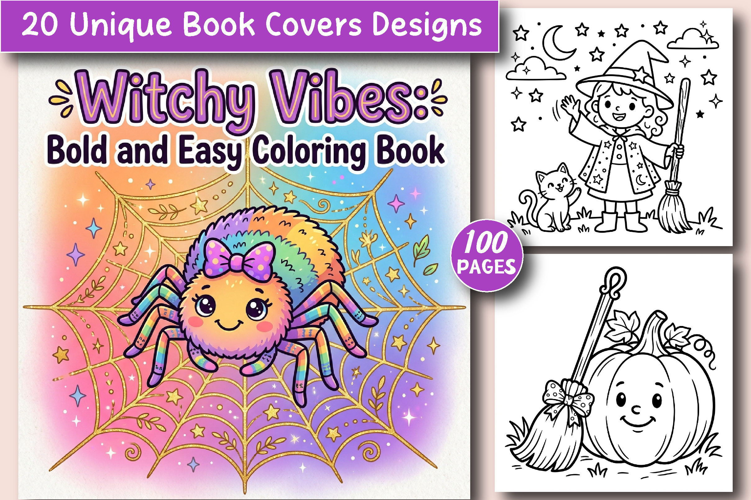 Witchy Vibes: Bold & Easy Coloring Pages