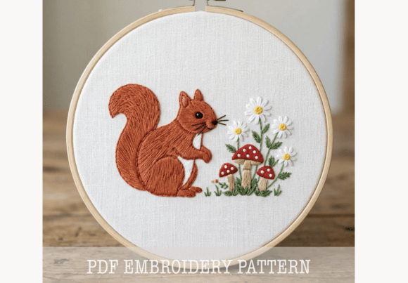 Woodland Squirrel Embroidery Pattern