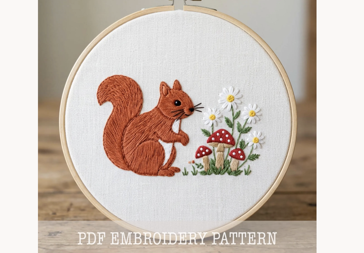 Woodland Squirrel Embroidery Pattern