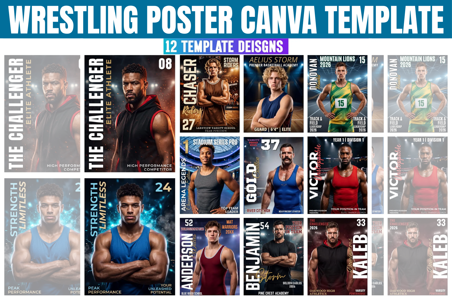 Wrestling Poster Canva Template
