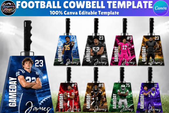 10 Football Cowbell Template Bundle