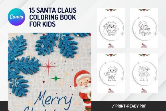 15 Santa Claus Coloring Canva Templates